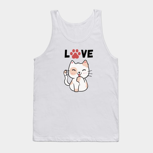 LOVE KITTY DESIGN WITH PAW PRINT Tank Top by YouChoice Creations